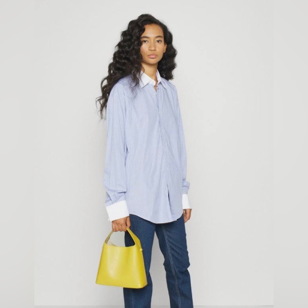 rag & bone Blue Pinstripe Button-Down Shirt with White Cuffs
